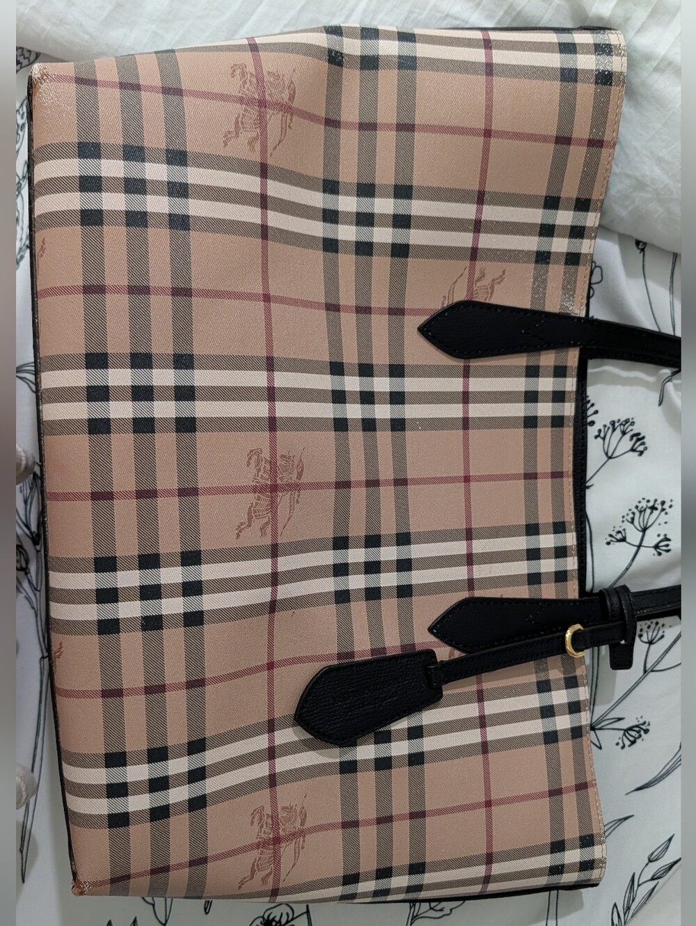 Burberry Beige and Black Check Tote